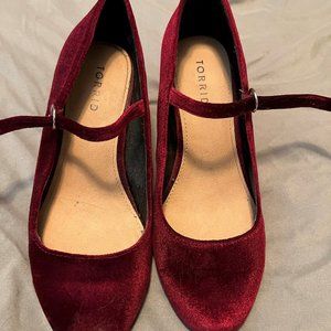 NWOT Maroon Velvet Mary Janes